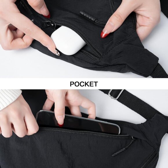 Small Nylon Crossbody Bag,Lightweight Sling Crescent Bag with Adjustable Strap,W - Picture 4 of 5